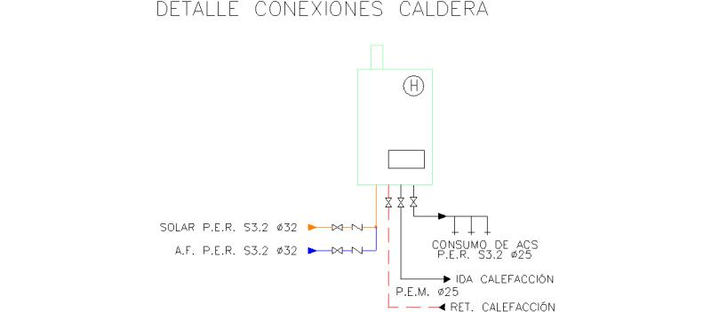 Detalle Conexiones Caldera Individual Con Aporte Solar